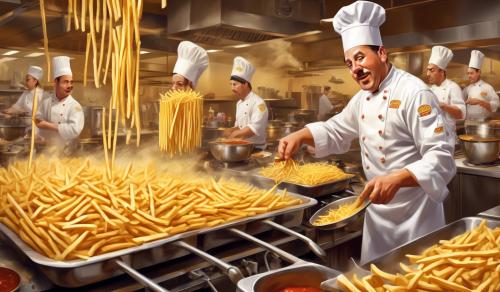 very busy chef French fry cooking on the line