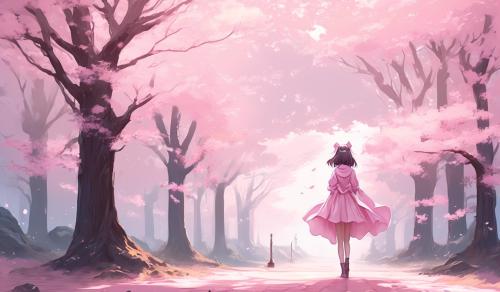 Light pink anime girl art