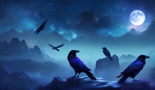 Ravens in the moonlight