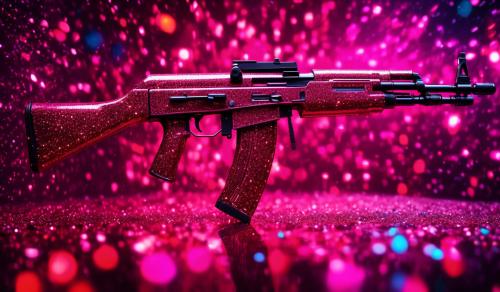 Girly red glitter backdrop with glitter ak47