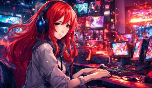 gamer girl red hair