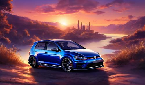 Volkswagen golf r in sunset