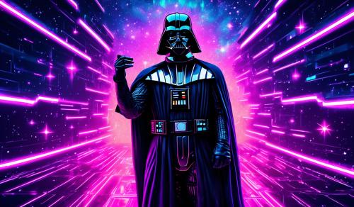 Darth Vader with a starry background