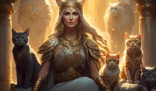 the goddess freya and her cats