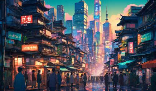 tokyo style anime city rgb 