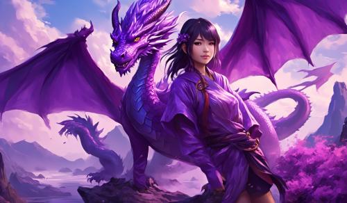 Anime girl with purple dragon