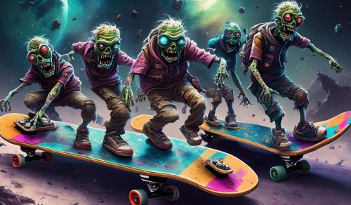 Space zombies on skateboards