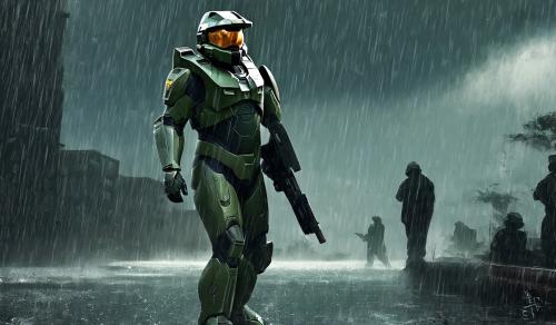 master chief en lluvia