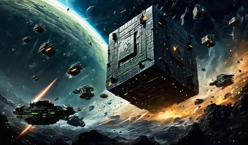 Starfleet battle with borg cube