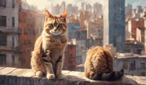 A cat sitting on a building