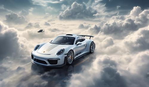 porche car in clouds