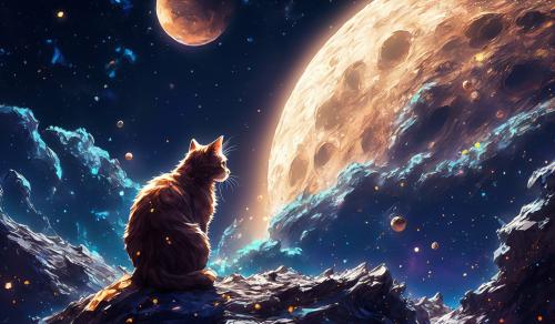 a cat on the moon