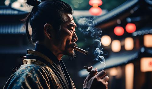 Samurai smoking in Japan