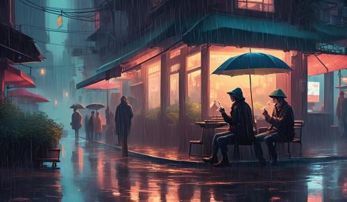 Lofi in rain smoking