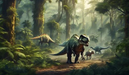 Dinosaurs in forest