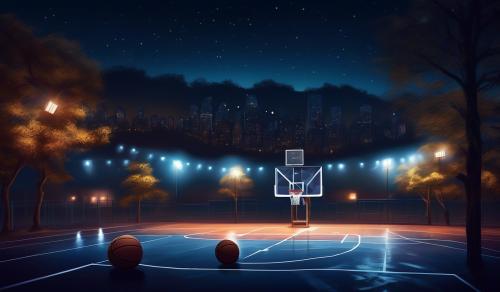 Basketball outside at night