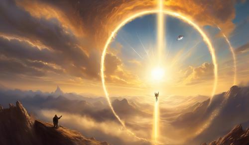 Luke 6,32-35 dropping from the skies with a halo around it   and the sun reflecting through the hallo