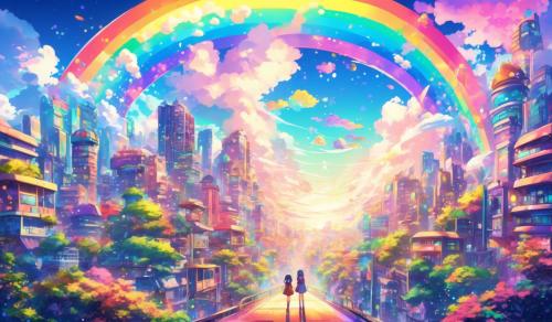 Futuristic cute rainbows 