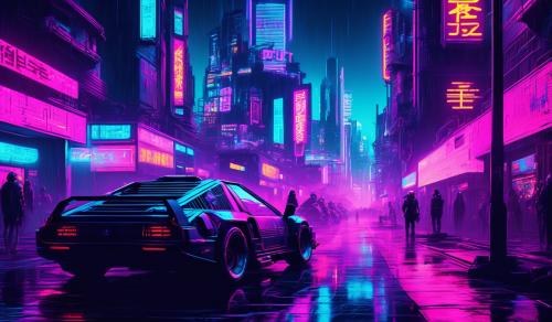 Dark future neon punk street