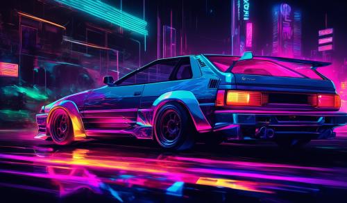 R32 and Toyota AE86 neon wallpaper