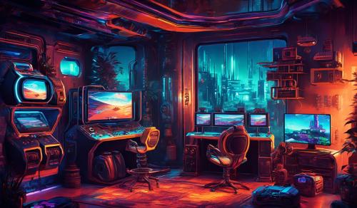 futuristic retro gaming setup