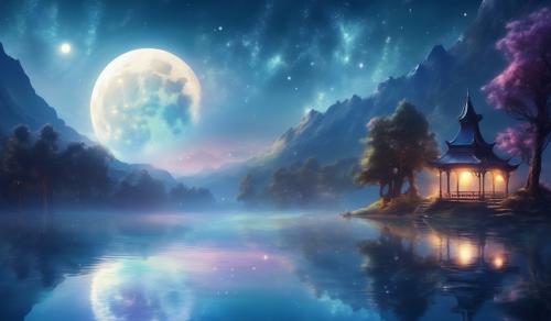 SCENERY LAKE MOON