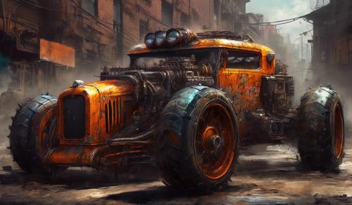 Biopunk hotrod concept,gritty,grime,