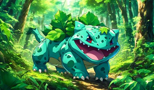 bullbasaur, caminando en el bosque