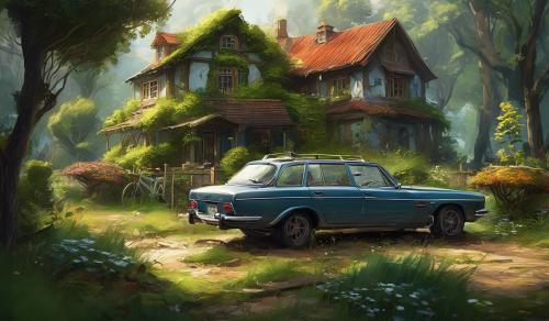 House, Bike, Car, Nature