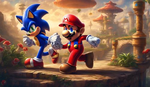 Mario shakes his hand with sonic