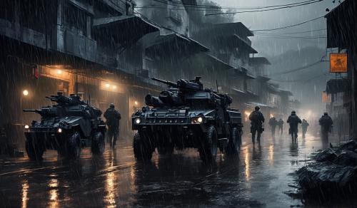 Military black ops in the rain