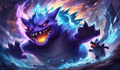 Gengar battling feraligatr