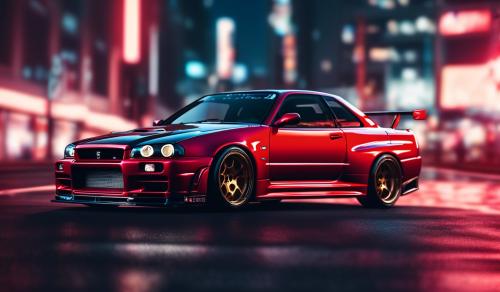 skyline r34 v-spec vermelho