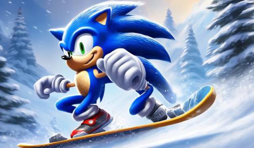 Sonic the hedgehog snowboarding