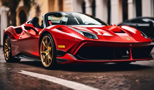 Ferrari 488 Pista Spider vermelho com listras brancas por cima do carro