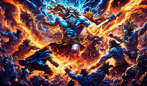 zeus fighting hades while poseidon is defending against a massive army of the undead