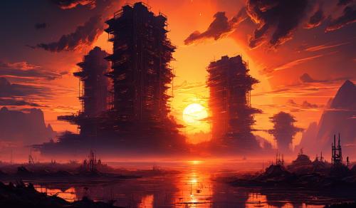 Dystopian Nuclar sunset wallpaper