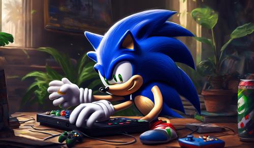 Sonic playing xbox