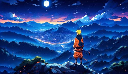 Naruto on mountain on night