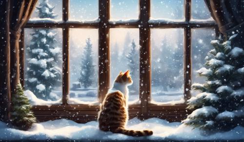 Winter Window with cat