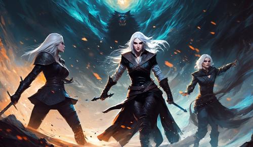 Geralt, ciri and yennefer fighting together