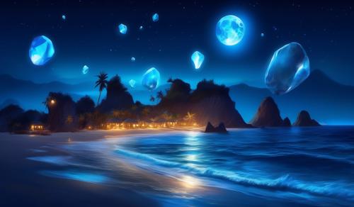 moonstones on night beach