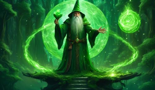 Wizard with green magic