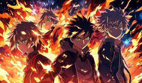 akastki members with fire and lightning behind them