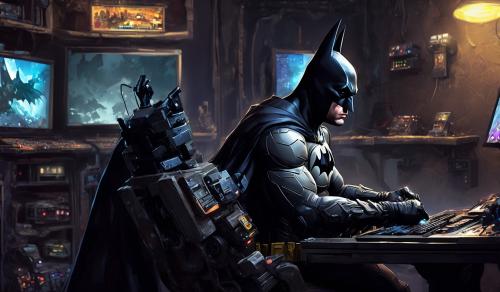 Batman playing video games.