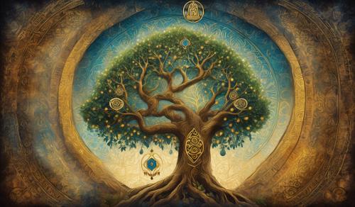 Jewish Kabalistic depiction of the tree of life featuring the hamsa hand symbol.