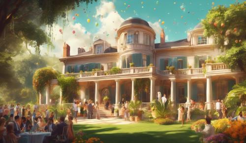 A summer time party at a mansion