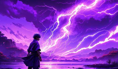 Gojo satoru manifesting purple lightning 4k wallpaper