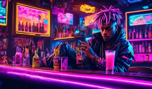 juice wrld doing a flip in a bar