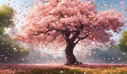 animated blossom tree with leaves falling